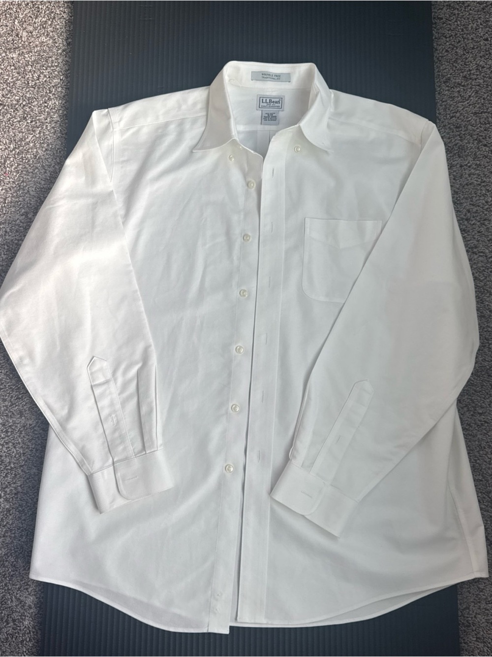 L.L. Bean Men’s White Long-Sleeve Button-Up Dress Shirt